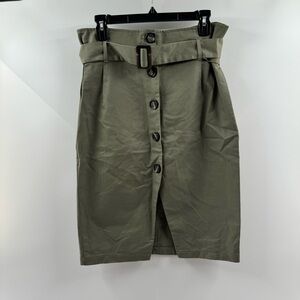 Kirious Olive Green Midi Skirt with Belt – Size Large